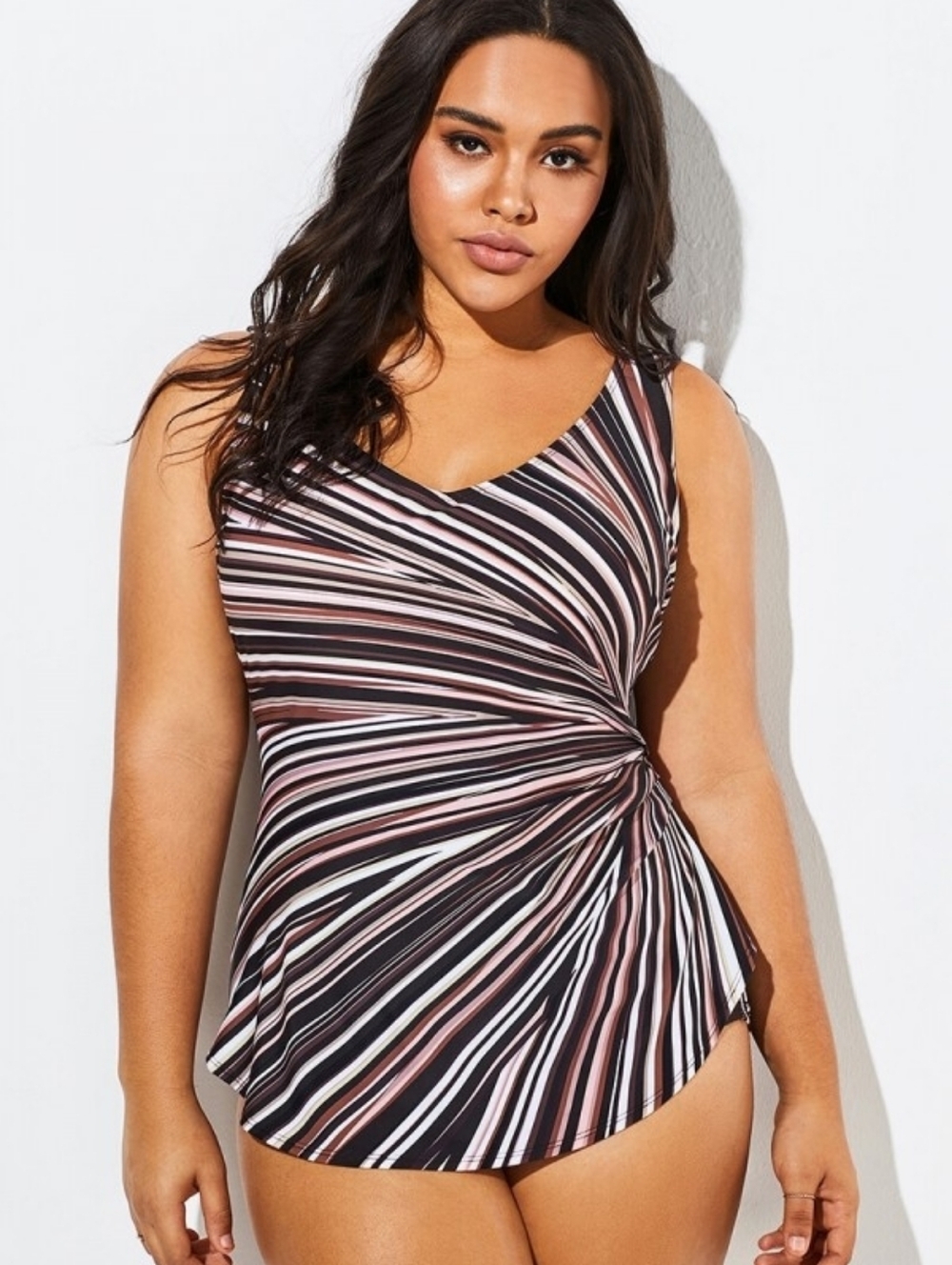 V-neck Prism Sarong Front One Piece Swimsuit 3X NWT